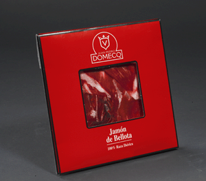 Jambon Ibérique "Bellota" en tranches (Boîte de 80 g) - Juan Pedro Domecq Jambon Ibérique "Bellota" en tranches (Boîte de 80 g) - Juan Pedro Domecq