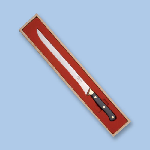 Couteau à jambon de 26 cm présenté dans un coffret en bois Couteau à jambon de 26 cm présenté dans un coffret en bois